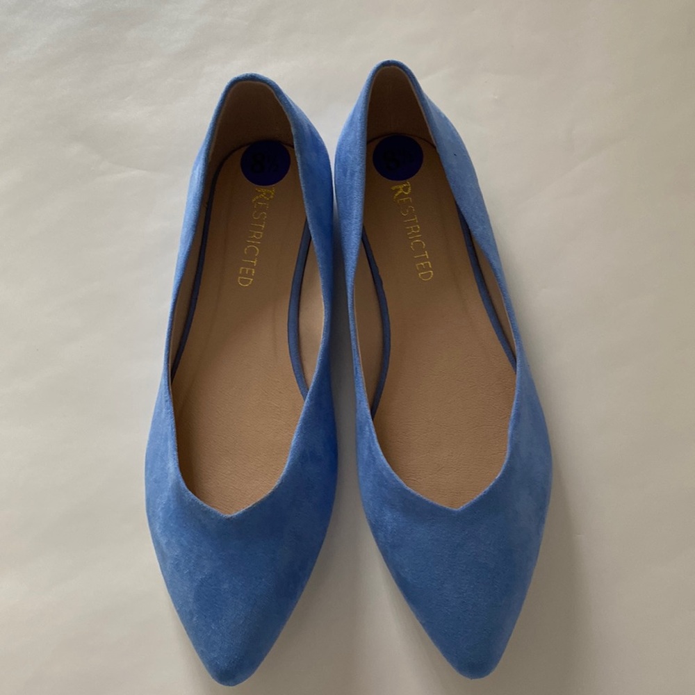 Light blue faux suede skimmer flats by Restricted size 8.5 Unused